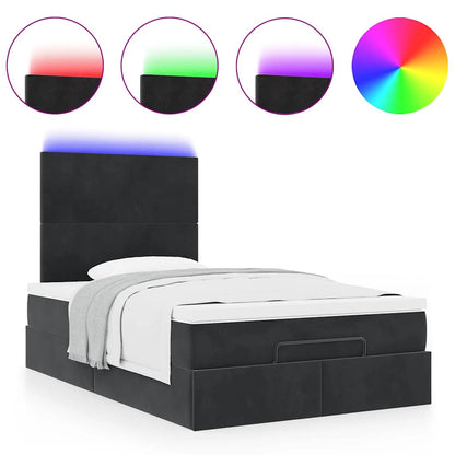 vidaXL Ottoman-Bett mit Matratzen & LEDs Schwarz 120x190 cm Samt