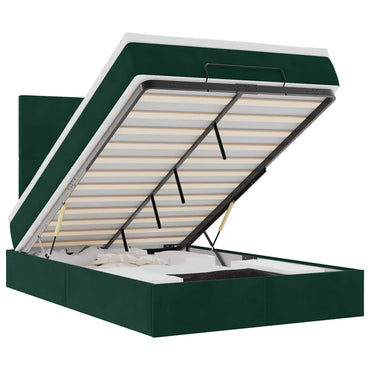 vidaXL Lit Ottoman avec matelas et LED Vert foncé 120x190 cm Velours