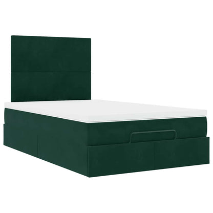vidaXL Lit Ottoman avec matelas et LED Vert foncé 120x190 cm Velours