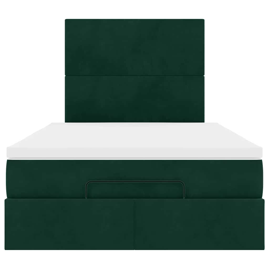 vidaXL Lit Ottoman avec matelas et LED Vert foncé 120x190 cm Velours