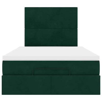 vidaXL Lit Ottoman avec matelas et LED Vert foncé 120x190 cm Velours