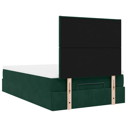 vidaXL Lit Ottoman avec matelas et LED Vert foncé 120x190 cm Velours