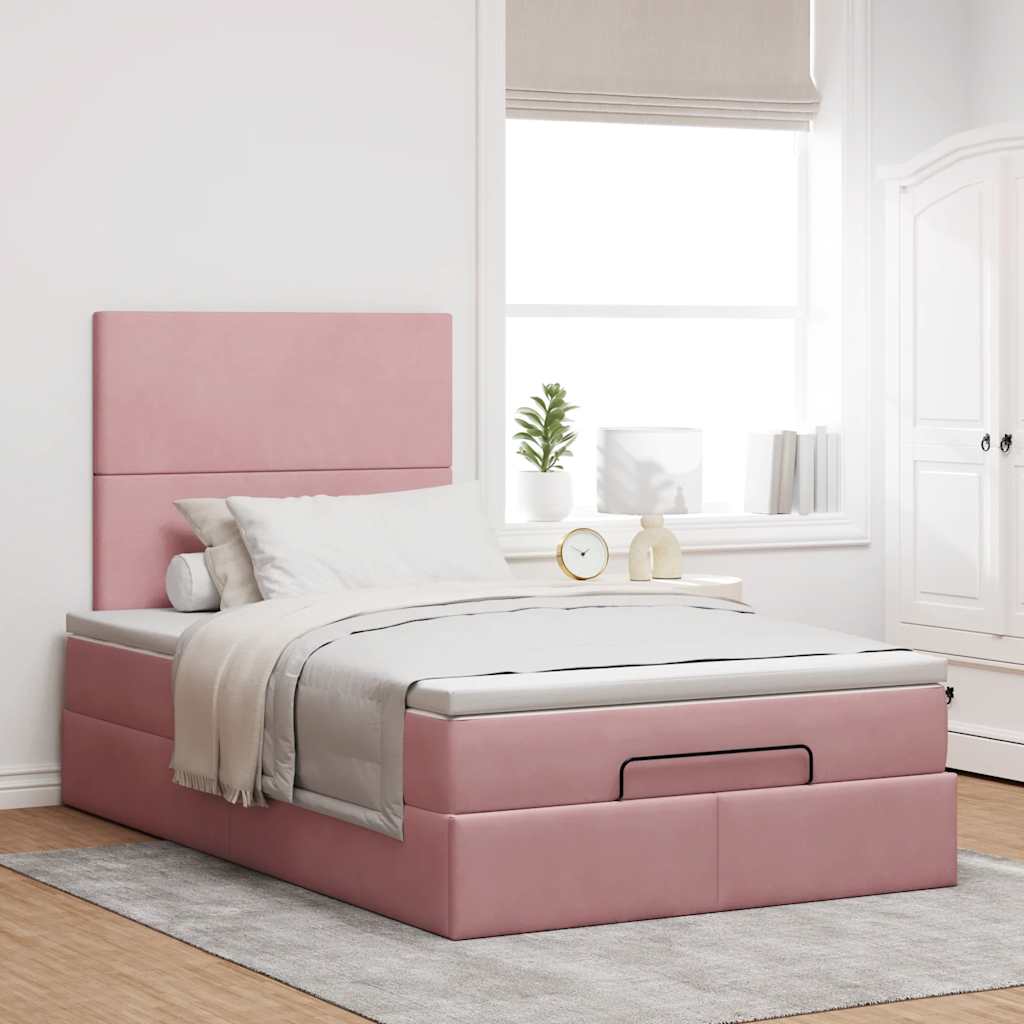 vidaXL Lit ottoman avec matelas et LED Rose 120x190 cm Velours