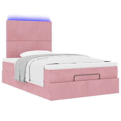 Ottoman-Bett mit Matratzen & LEDs Rosa 120x190 cm Samt