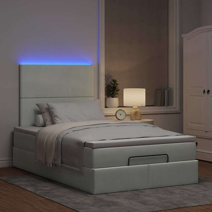 vidaXL Lit ottoman avec matelas et LED Gris clair 120x200 cm Velours