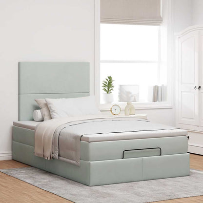 vidaXL Lit ottoman avec matelas et LED Gris clair 120x200 cm Velours