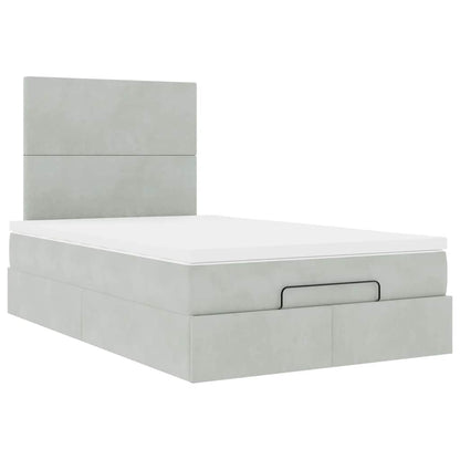 vidaXL Lit ottoman avec matelas et LED Gris clair 120x200 cm Velours