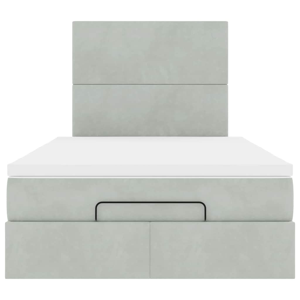 vidaXL Lit ottoman avec matelas et LED Gris clair 120x200 cm Velours