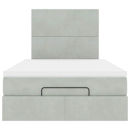 vidaXL Lit ottoman avec matelas et LED Gris clair 120x200 cm Velours