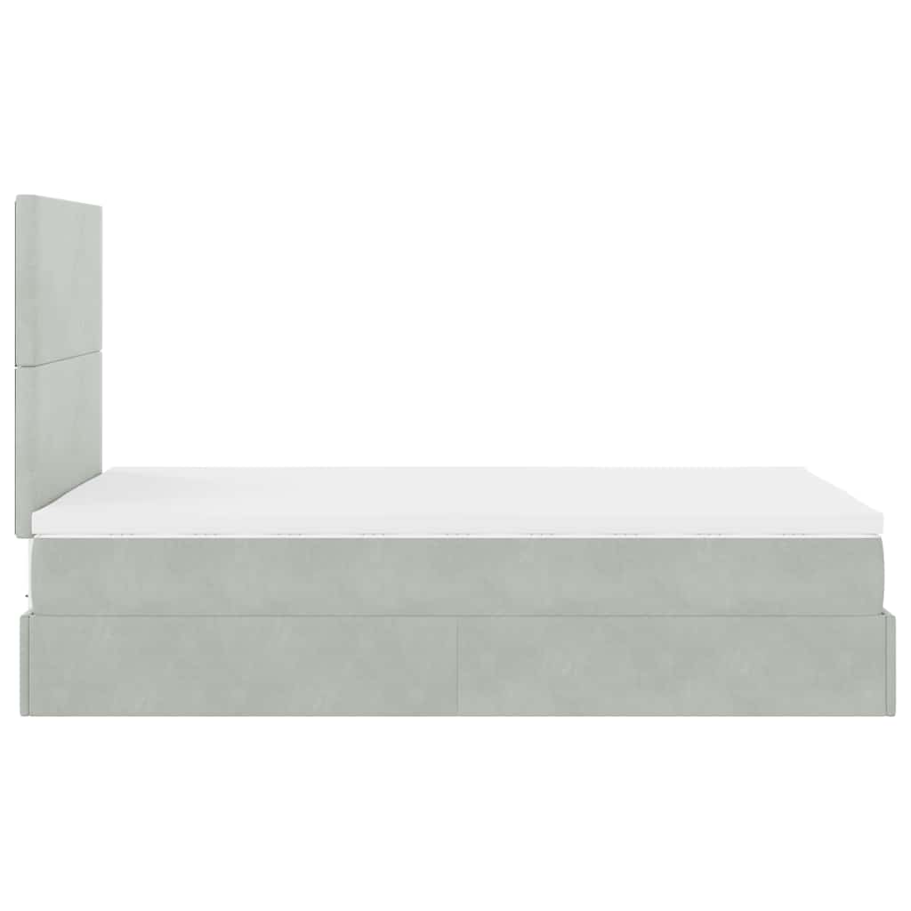 vidaXL Lit ottoman avec matelas et LED Gris clair 120x200 cm Velours