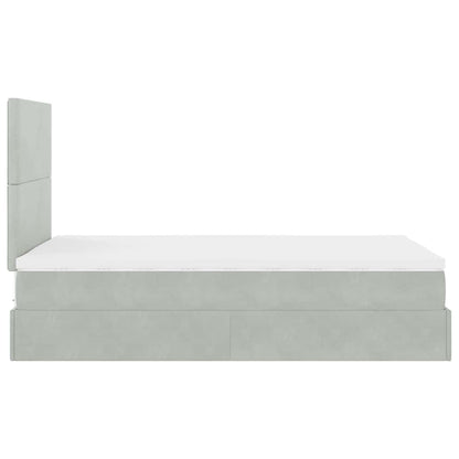 vidaXL Lit ottoman avec matelas et LED Gris clair 120x200 cm Velours