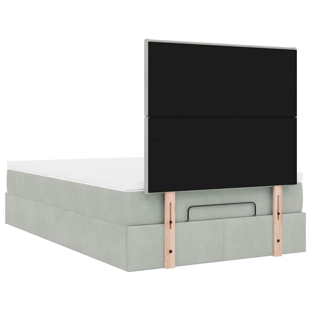 vidaXL Lit ottoman avec matelas et LED Gris clair 120x200 cm Velours
