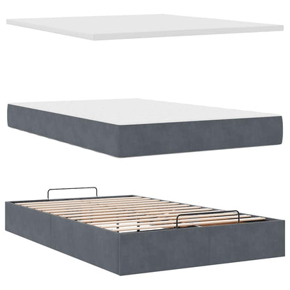 vidaXL Lit ottoman avec matelas et LED gris foncé 120x200 cm Velours