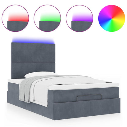 vidaXL Lit ottoman avec matelas et LED gris foncé 120x200 cm Velours