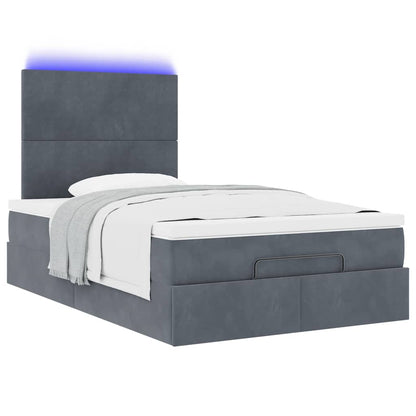 vidaXL Lit ottoman avec matelas et LED gris foncé 120x200 cm Velours