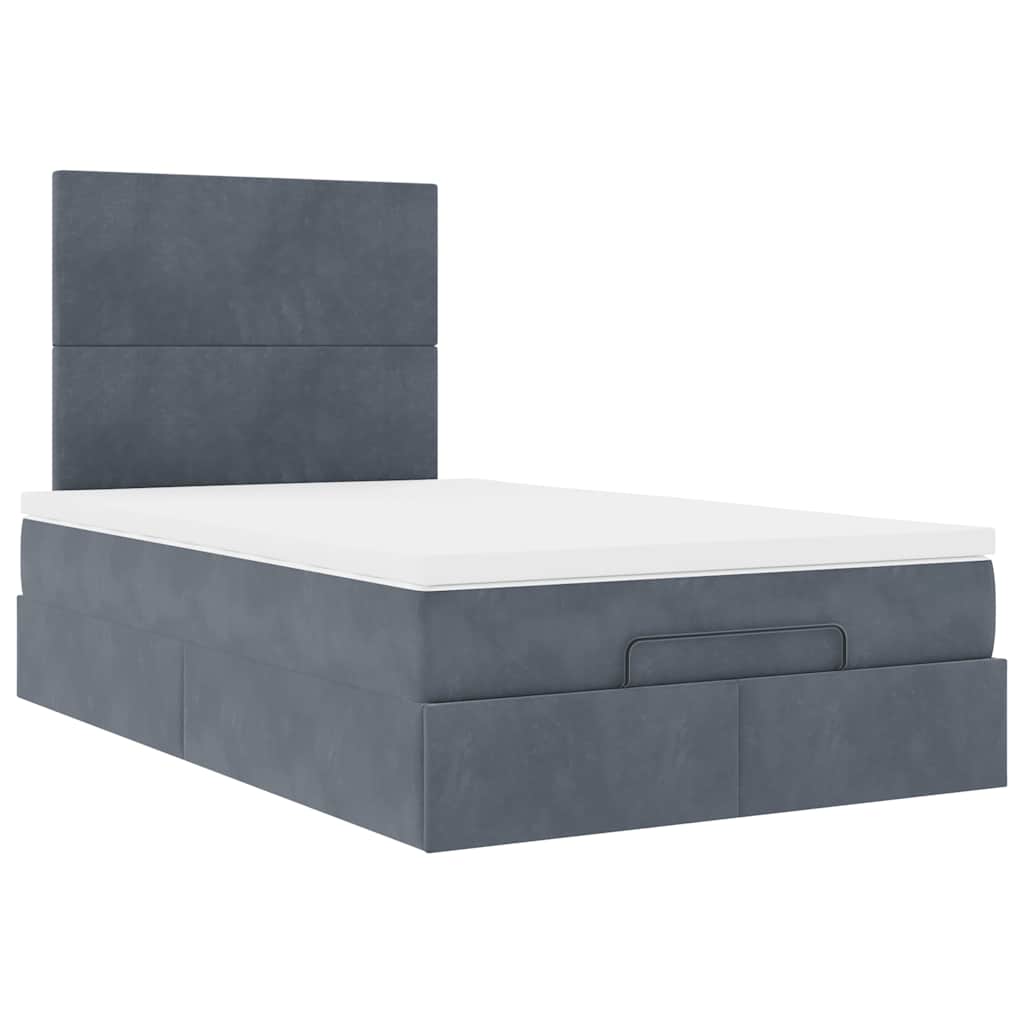 vidaXL Lit ottoman avec matelas et LED gris foncé 120x200 cm Velours