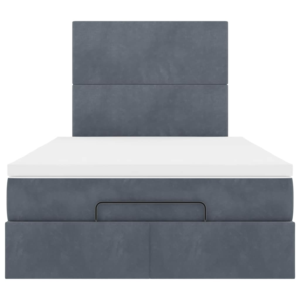 vidaXL Lit ottoman avec matelas et LED gris foncé 120x200 cm Velours