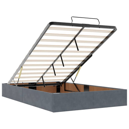 vidaXL Lit ottoman avec matelas et LED gris foncé 120x200 cm Velours