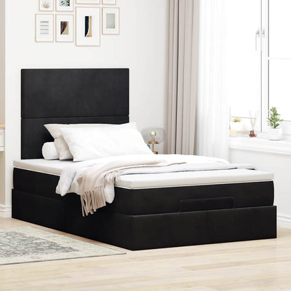 vidaXL Ottoman-Bett mit Matratzen & LEDs Schwarz 120x200 cm Samt