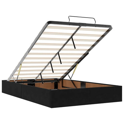 Ottoman-Bett mit Matratzen & LEDs Schwarz 120x200 cm Samt