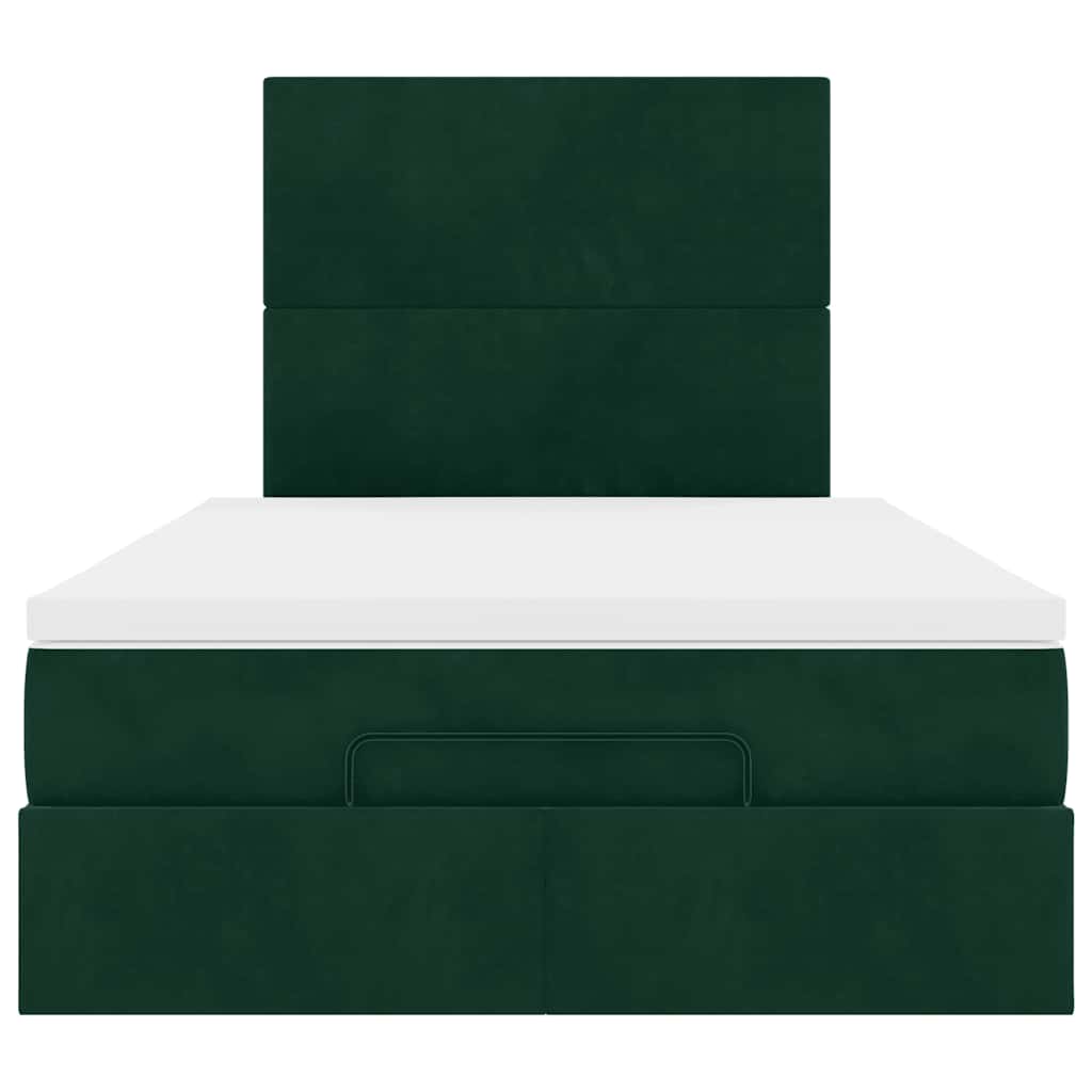 vidaXL Lit Ottoman avec matelas et LED Vert foncé 120x200 cm Velours