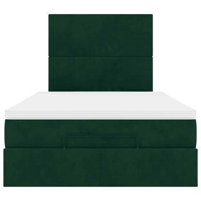 vidaXL Lit Ottoman avec matelas et LED Vert foncé 120x200 cm Velours