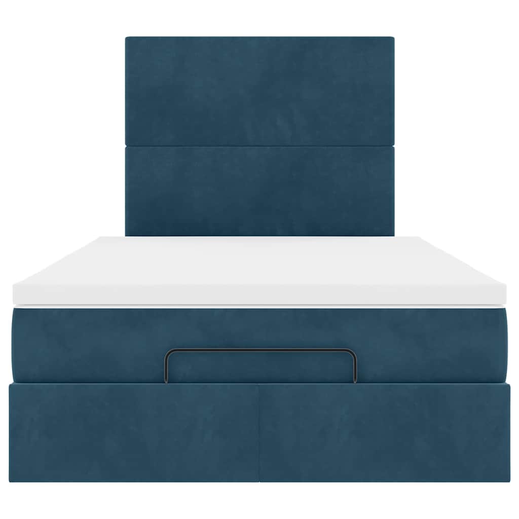 Ottoman-Bett mit Matratzen & LEDs Dunkelblau 120x200 cm Samt