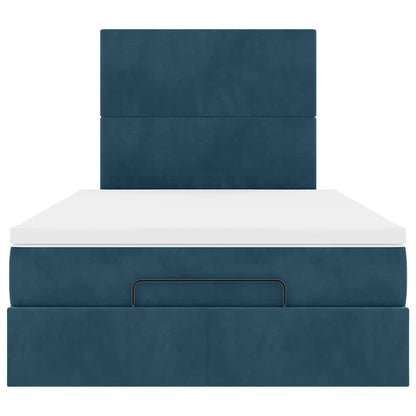 Ottoman-Bett mit Matratzen & LEDs Dunkelblau 120x200 cm Samt