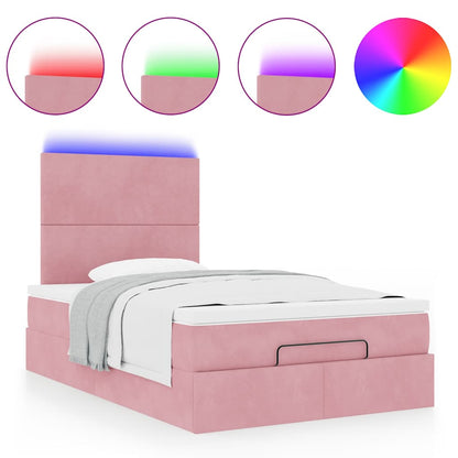 vidaXL Ottoman-Bett mit Matratzen & LEDs Rosa 120x200 cm Samt