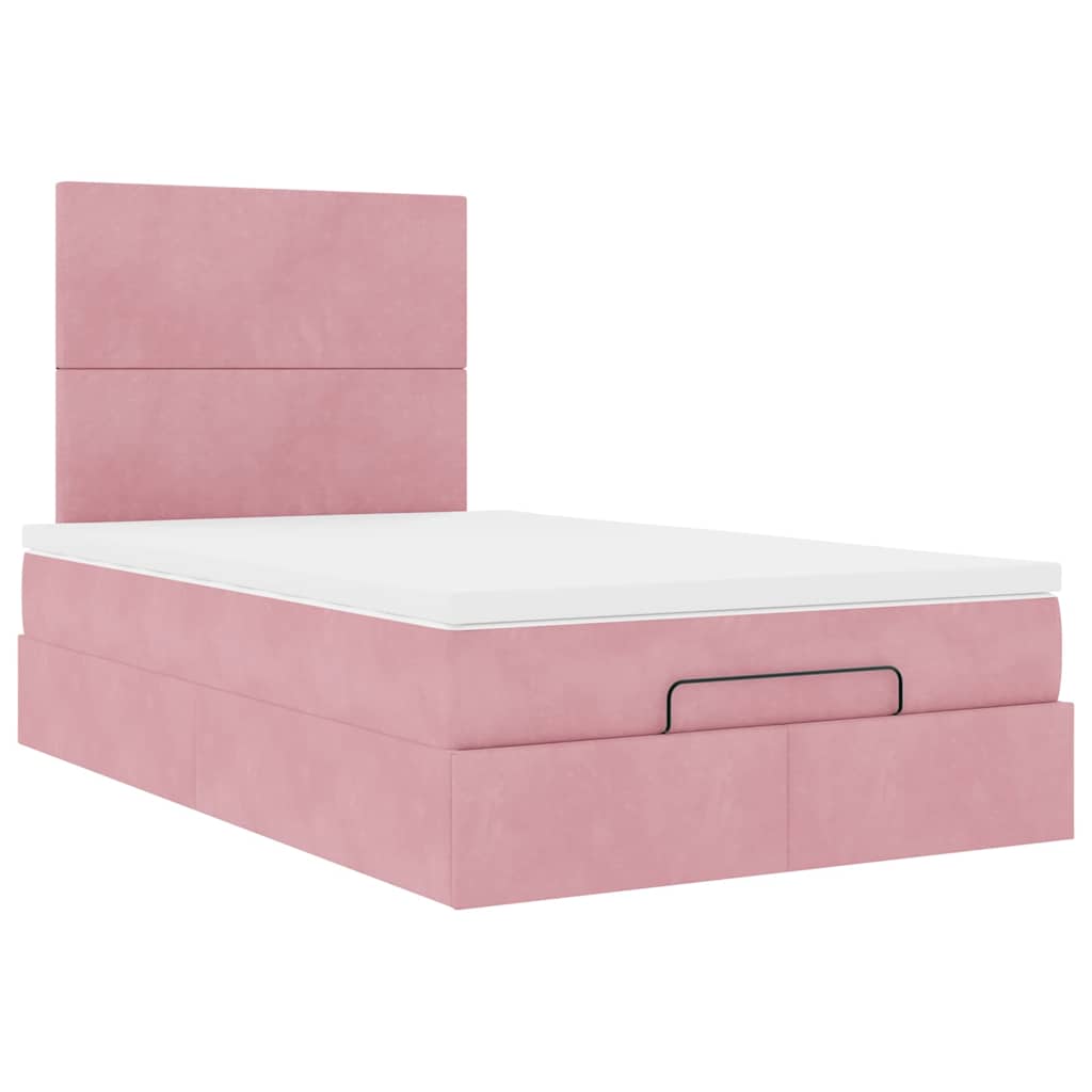 vidaXL Ottoman-Bett mit Matratzen & LEDs Rosa 120x200 cm Samt