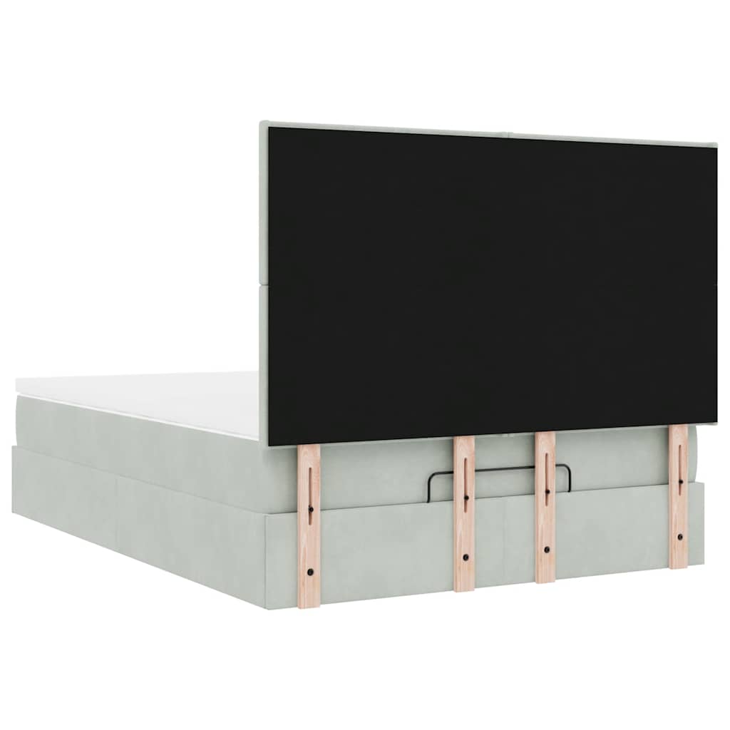 Ottoman-Bett mit Matratzen & LEDs Hellgrau 140x190 cm Samt