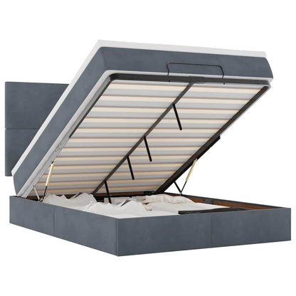 Ottoman-Bett mit Matratzen & LEDs Dunkelgrau 140x190 cm Samt