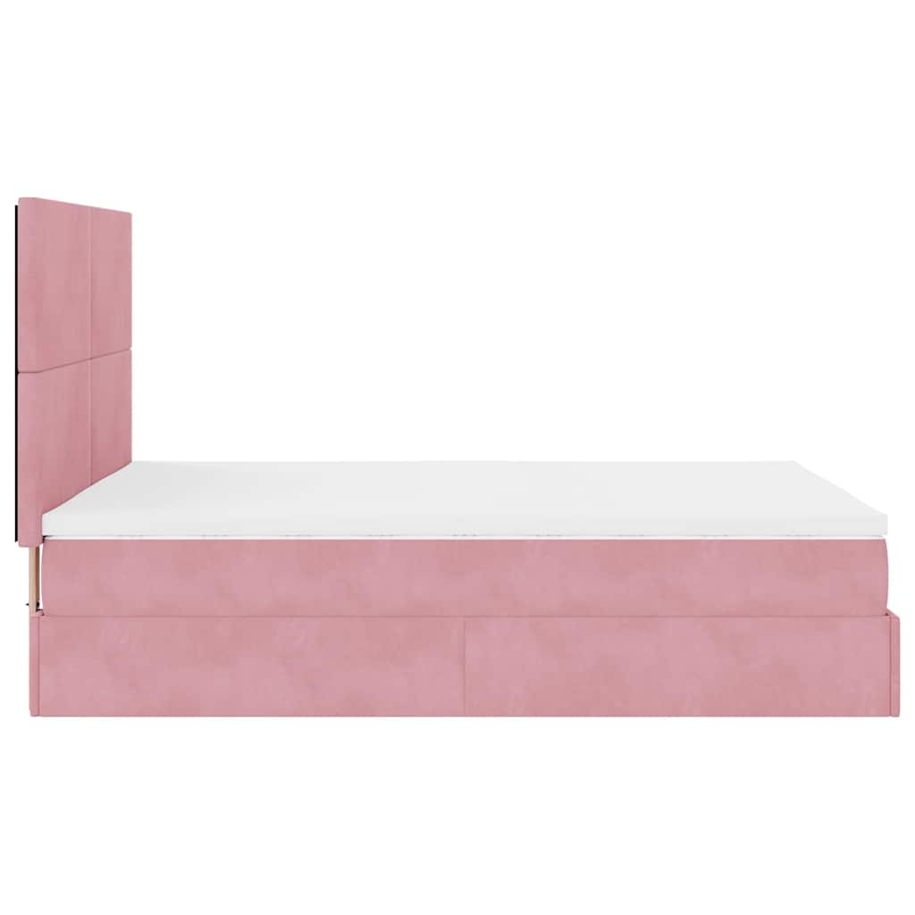 Ottoman-Bett mit Matratzen & LEDs Rosa 140x190 cm Samt