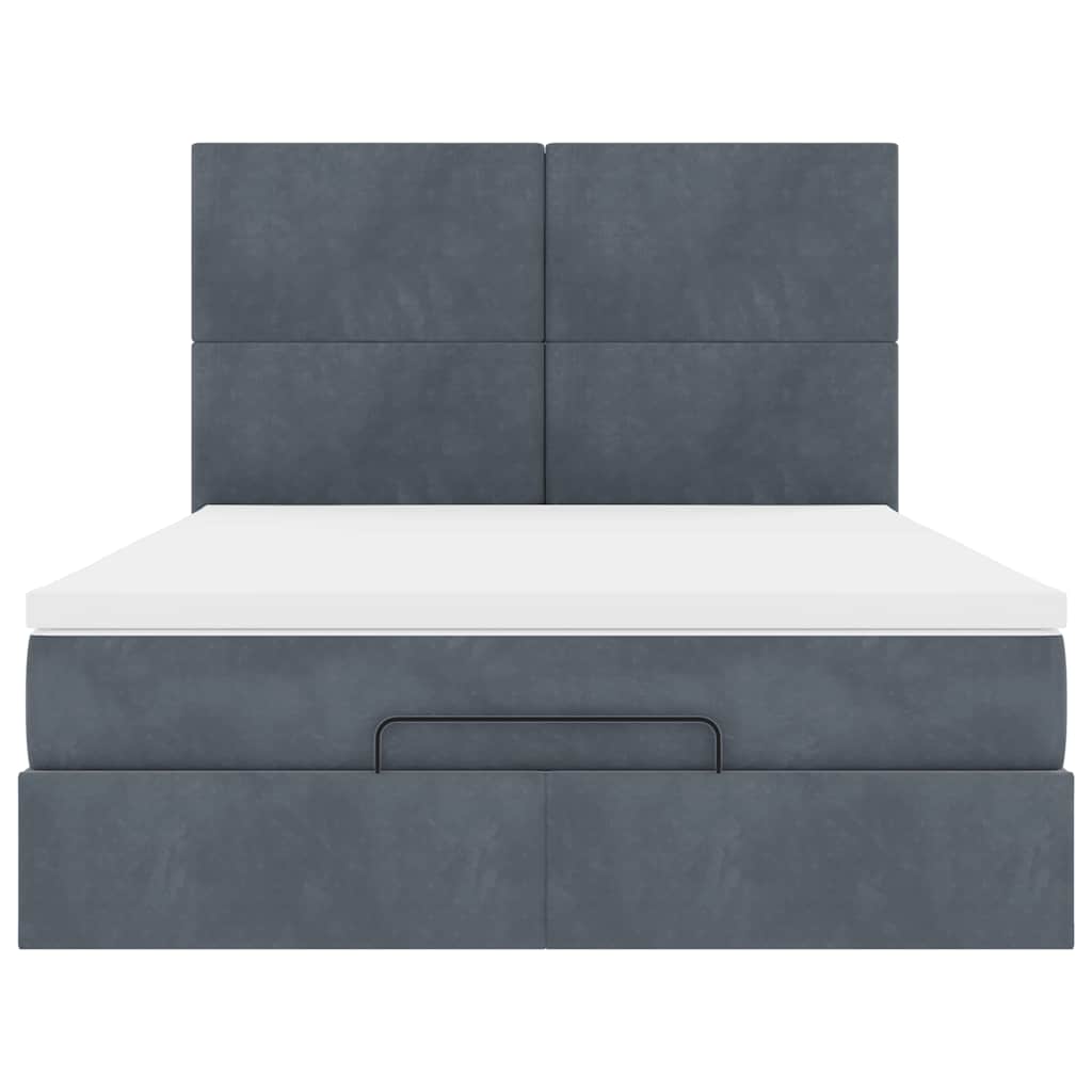 vidaXL Ottoman-Bett mit Matratzen & LEDs Dunkelgrau 140x200 cm Samt