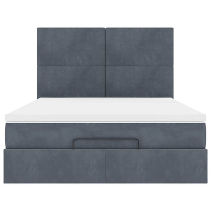 vidaXL Ottoman-Bett mit Matratzen & LEDs Dunkelgrau 140x200 cm Samt