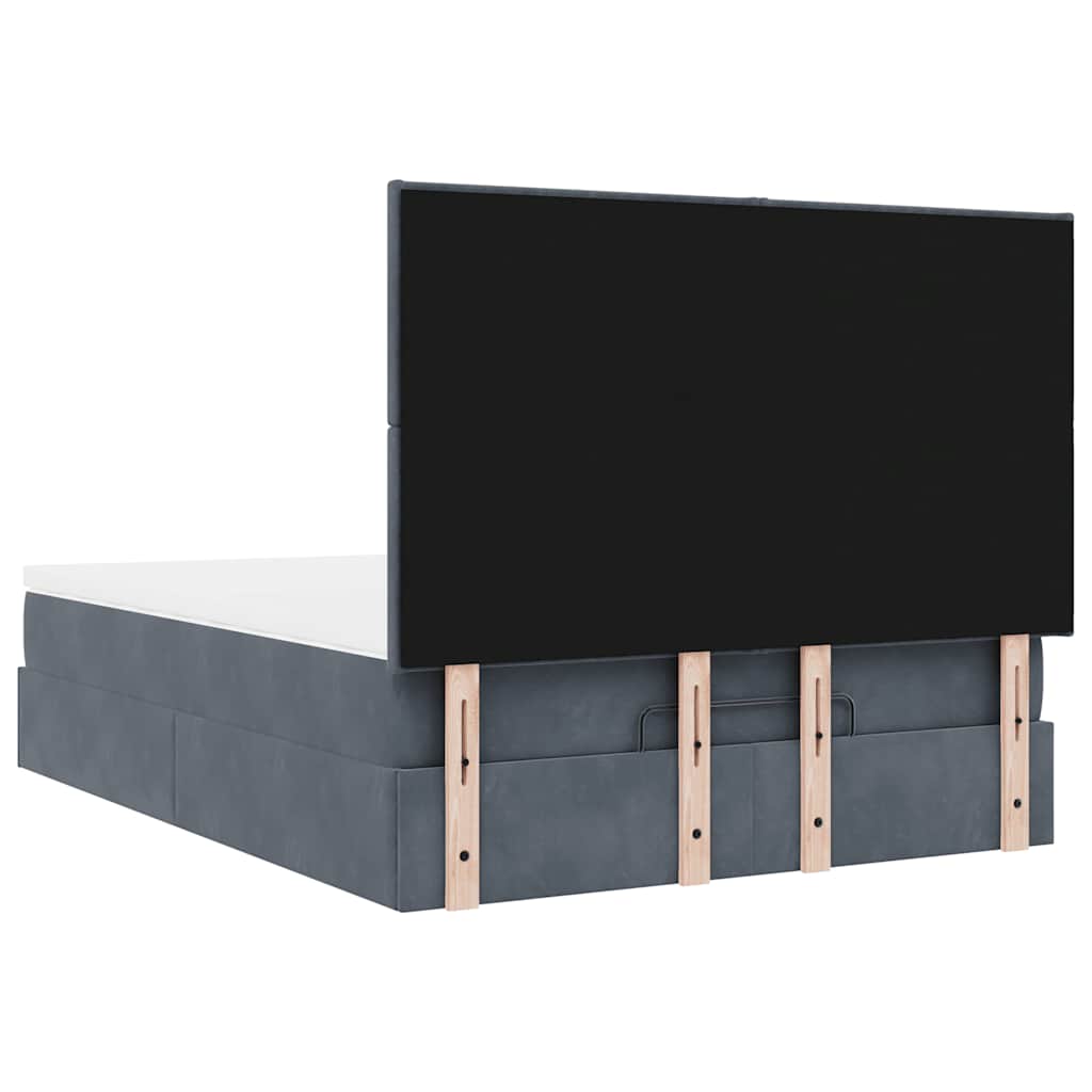 vidaXL Ottoman-Bett mit Matratzen & LEDs Dunkelgrau 140x200 cm Samt