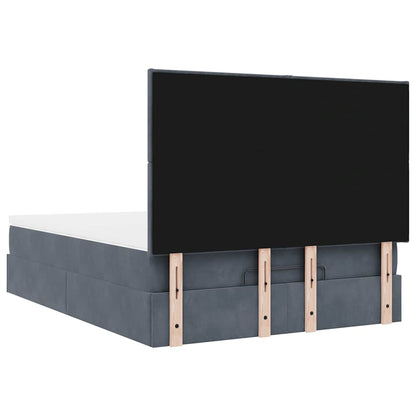 vidaXL Ottoman-Bett mit Matratzen & LEDs Dunkelgrau 140x200 cm Samt