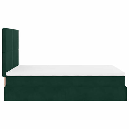 vidaXL Ottoman-Bett mit Matratzen & LEDs Dunkelgrün 140x200 cm Samt