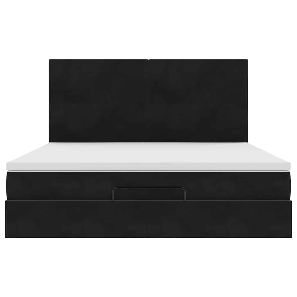 vidaXL Ottoman-Bett mit Matratzen & LEDs Schwarz 160x200 cm Samt