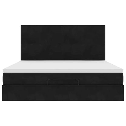 vidaXL Ottoman-Bett mit Matratzen & LEDs Schwarz 160x200 cm Samt