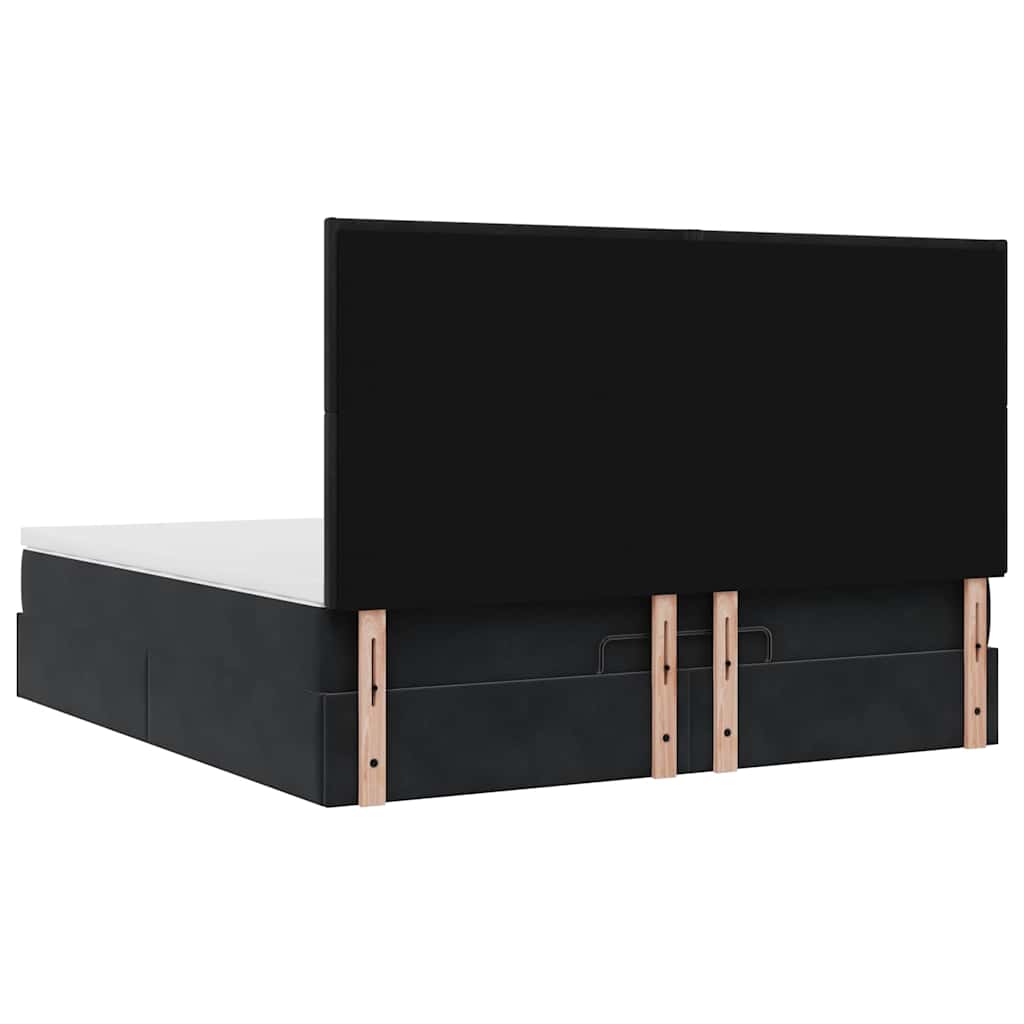 vidaXL Ottoman-Bett mit Matratzen & LEDs Schwarz 160x200 cm Samt