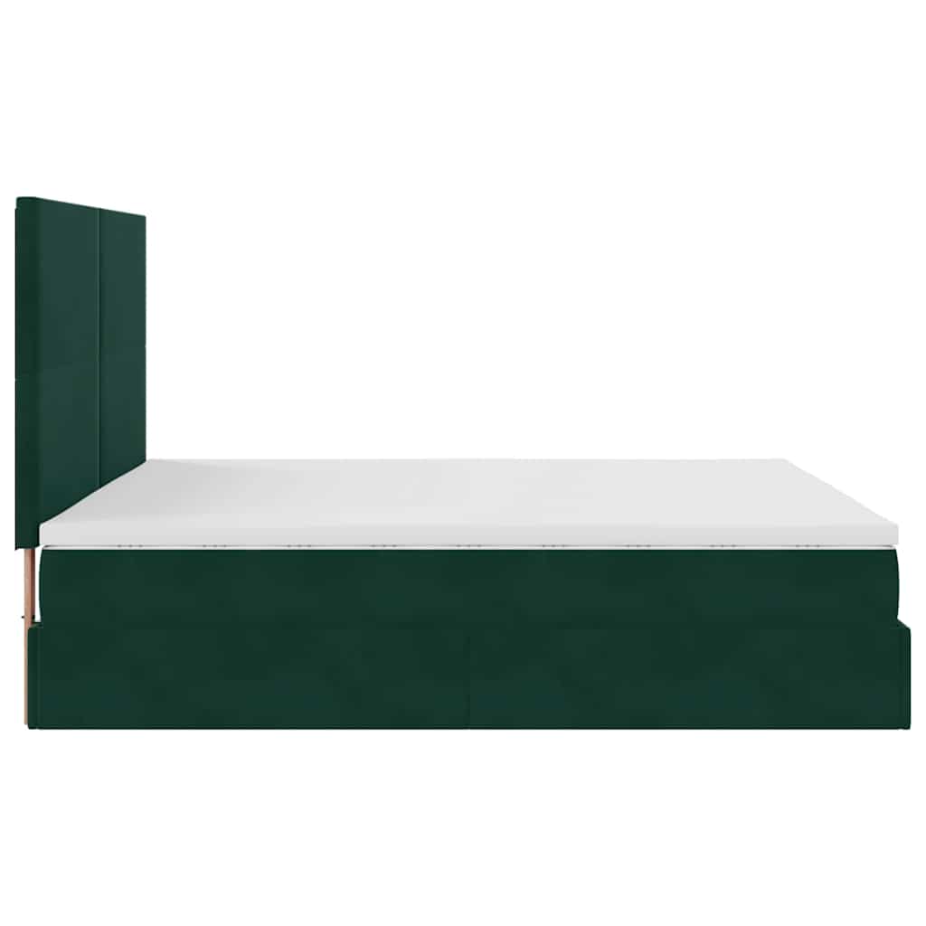 vidaXL Ottoman-Bett mit Matratzen & LEDs Dunkelgrün 160x200 cm Samt