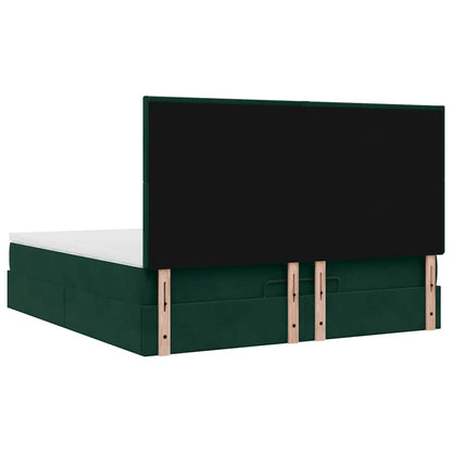vidaXL Ottoman-Bett mit Matratzen & LEDs Dunkelgrün 160x200 cm Samt