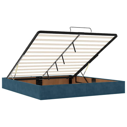 vidaXL Ottoman-Bett mit Matratzen & LEDs Dunkelblau 160x200 cm Samt