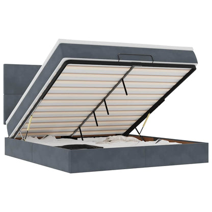 Ottoman-Bett mit Matratzen & LEDs Dunkelgrau 180x200 cm Samt