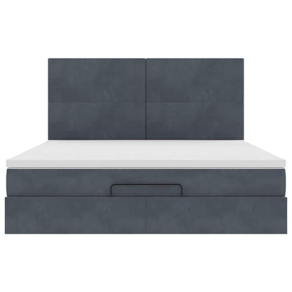 Ottoman-Bett mit Matratzen & LEDs Dunkelgrau 180x200 cm Samt