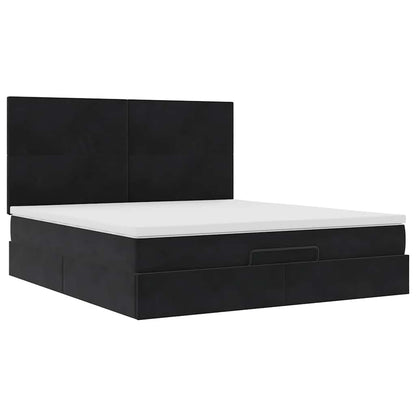 vidaXL Lit ottoman avec matelas et LED Noir 180x200 cm Velours