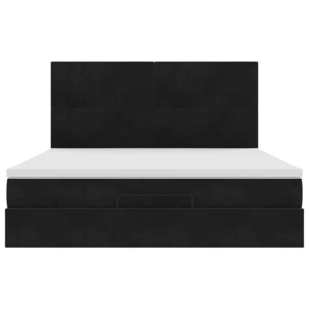 vidaXL Lit ottoman avec matelas et LED Noir 180x200 cm Velours