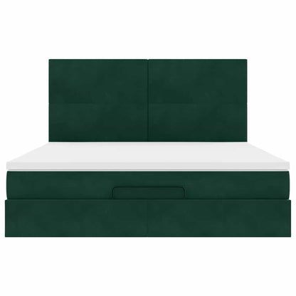 vidaXL Ottoman-Bett mit Matratzen & LEDs Dunkelgrün 180x200 cm Samt