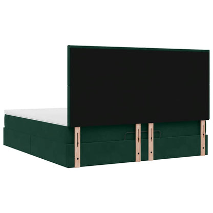 vidaXL Ottoman-Bett mit Matratzen & LEDs Dunkelgrün 180x200 cm Samt